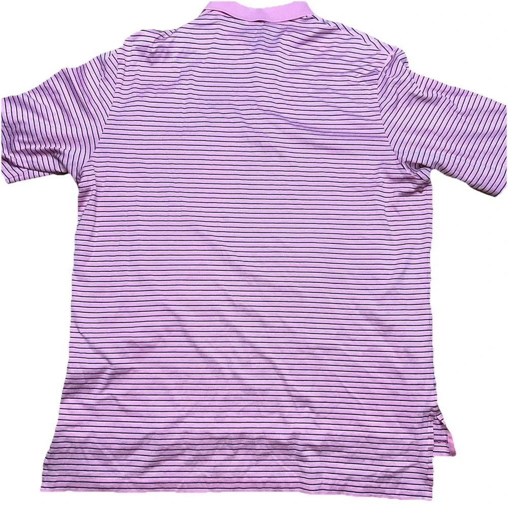 Polo Golf Ralph Lauren‎ Pima Cotton Polo, Men's Large, Pink Black White Stripe